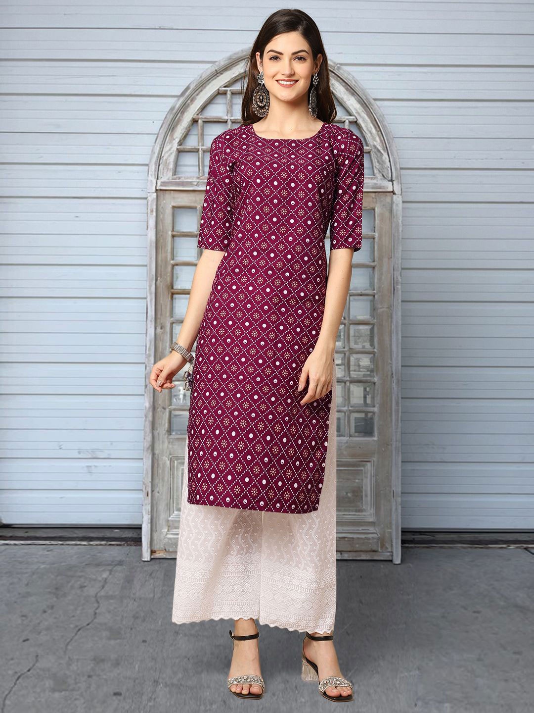 

Moda Rapido Printed Straight Kurta, Maroon
