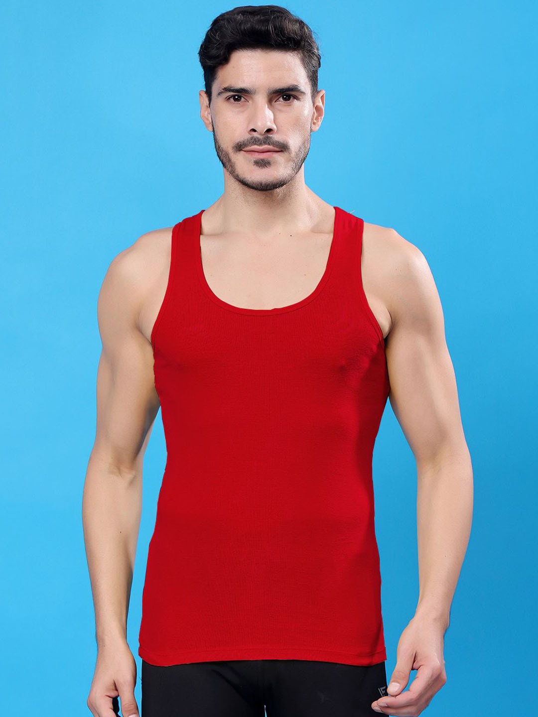 

FBAR Men Round Neck Pure Cotton Innerwear Vest, Red