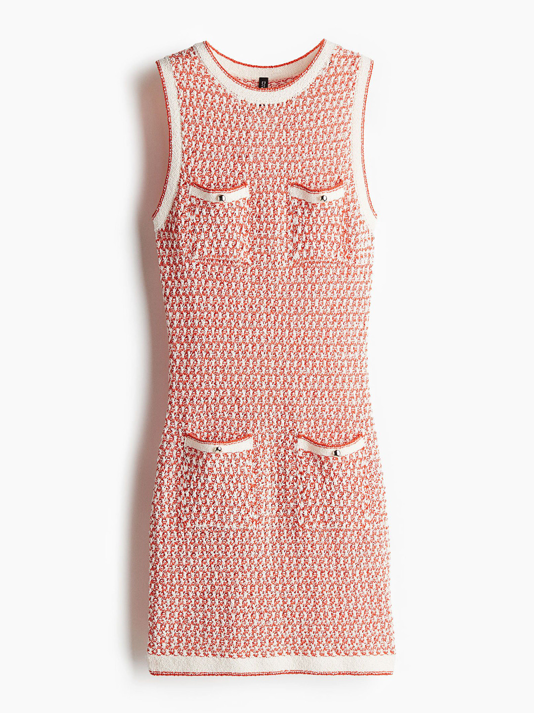 

H&M Pocket-Detail Textured-Knit Dress, Red