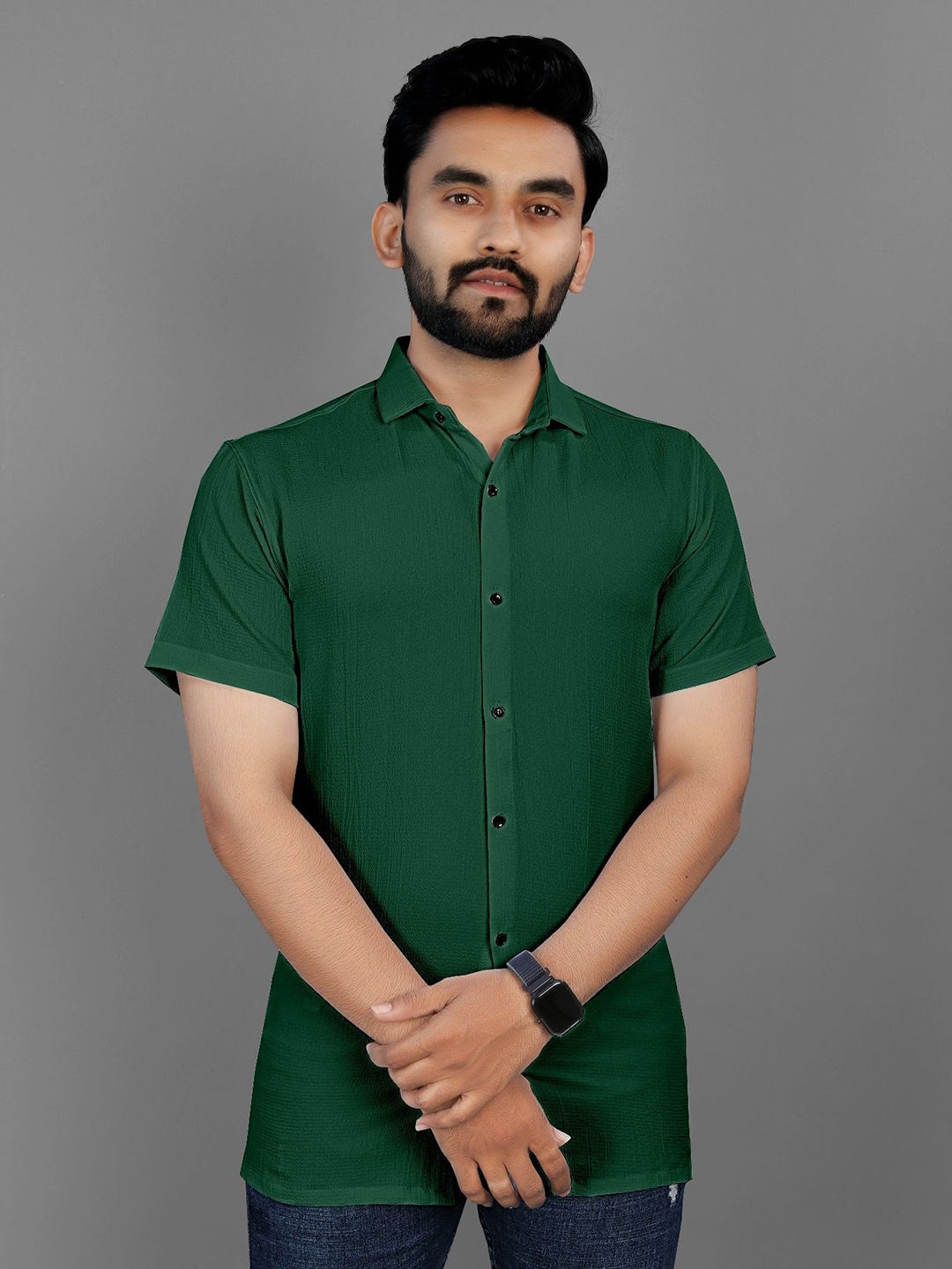 

Fashion FRICKS Men Classic Opaque Casual Shirt, Green