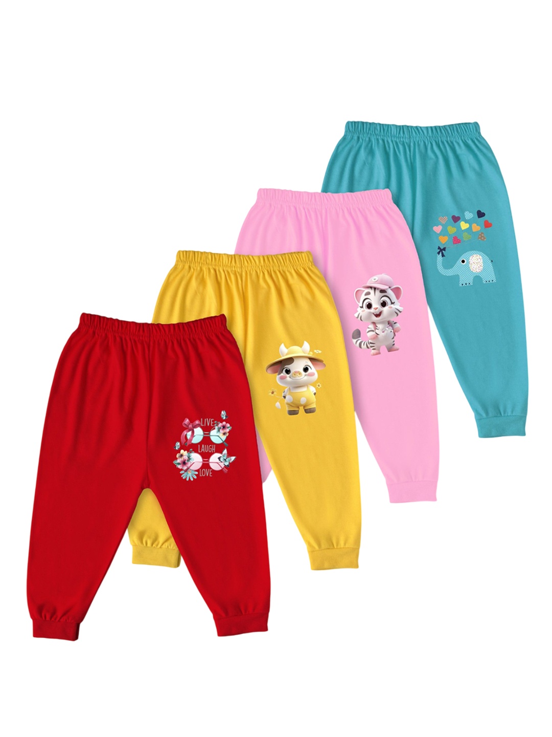 

Lavi-Tavi Infants Pack Of 4 Graphic Printed Joggers, Red