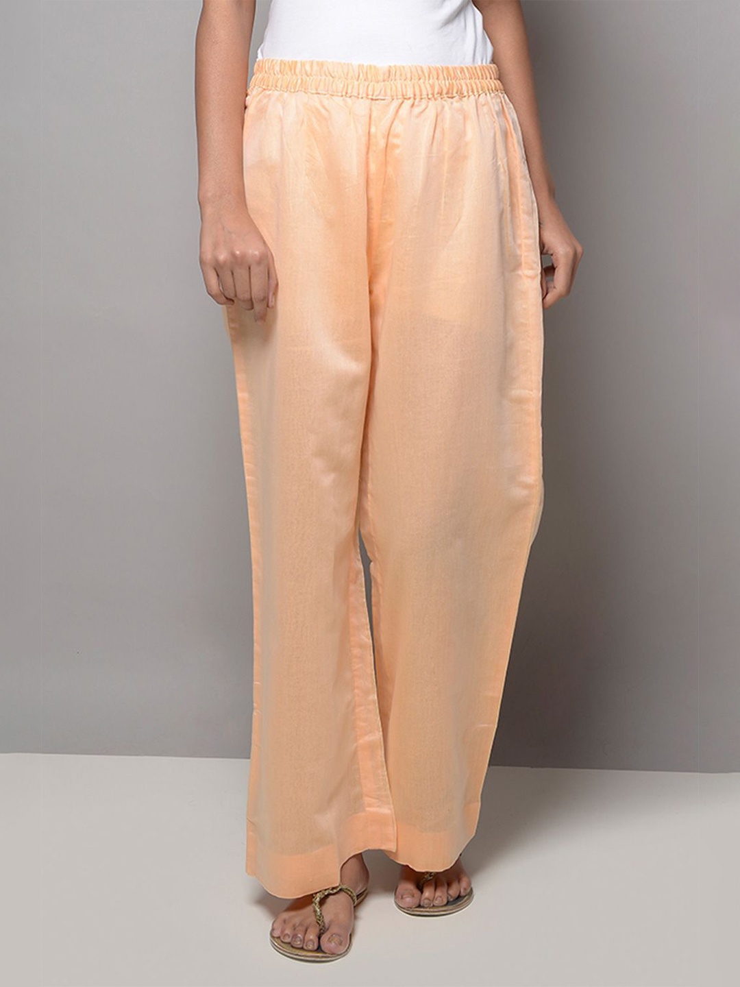

KHUSHBOO AND PANKAJ Women Wide Leg Ethnic Palazzos, Peach