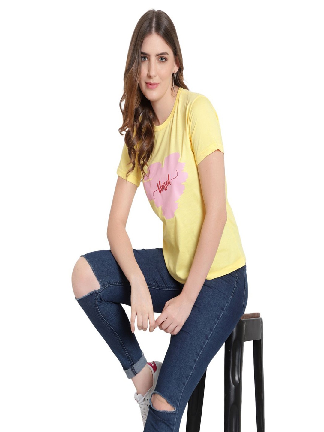 

DEEPMAYRA COLLECTION Print Cotton Top, Mustard