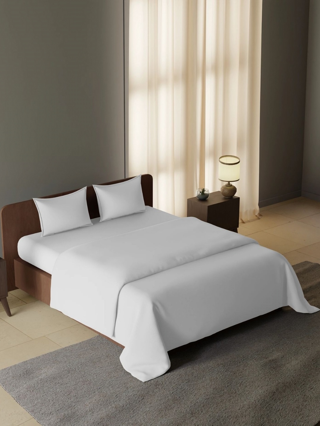

Synergized Cotton Grey 300 TC King Bedsheet with 2 Pillow Covers