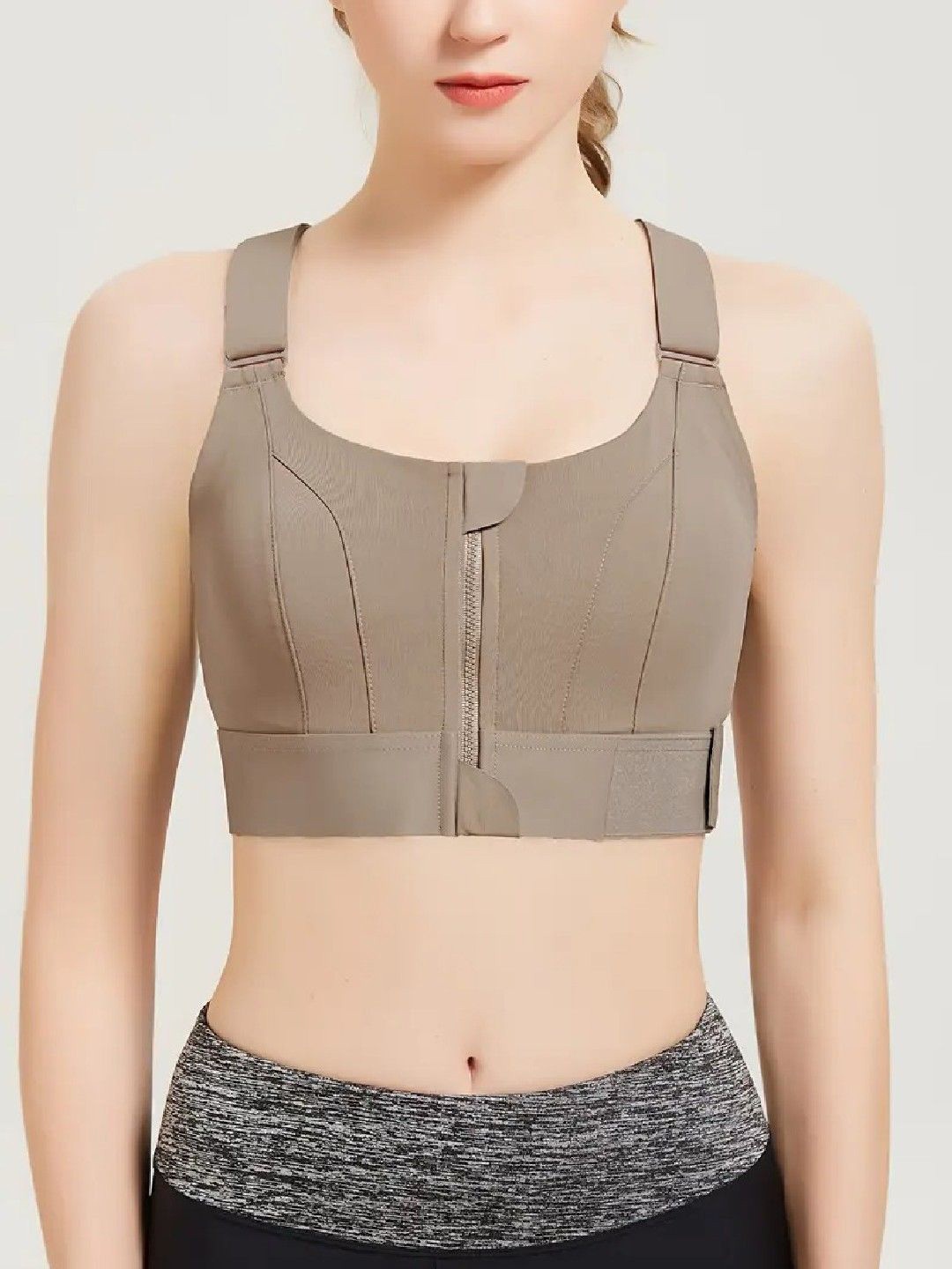 

Poftik Full Coverage Lightly Padded Workout Bra, Beige