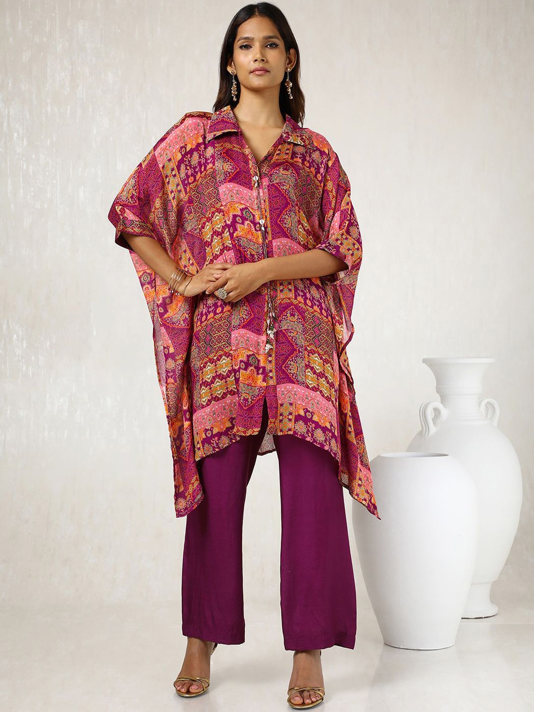 

Soch Women Ethnic Motifs Printed Regular Kurta with Trousers, Purple