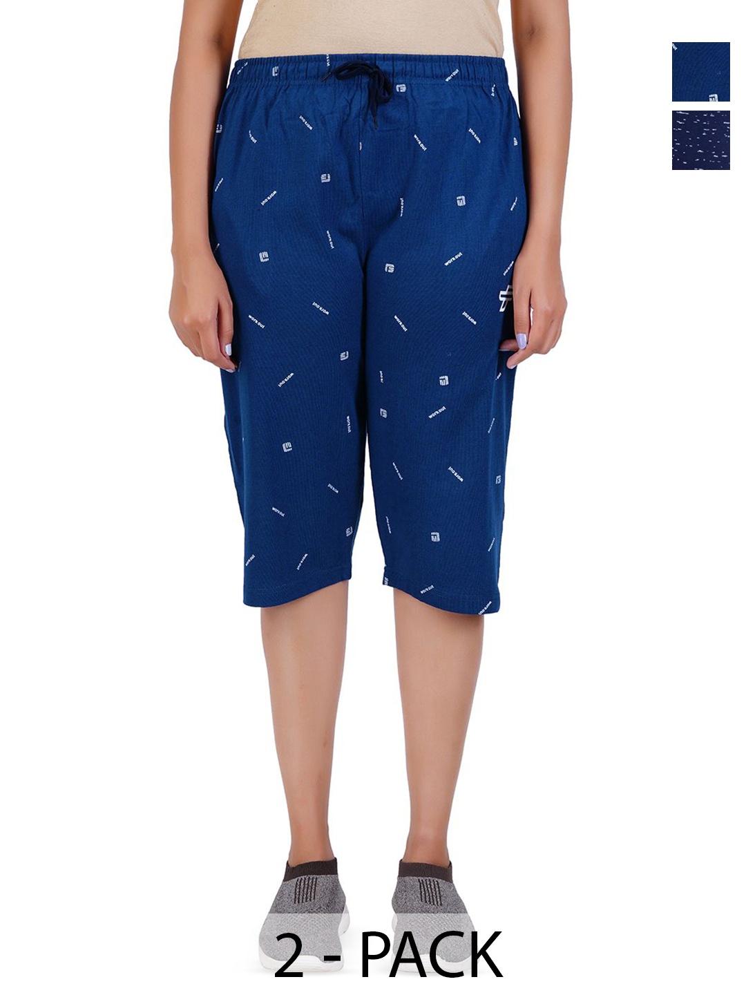 

GUIDE Women Printed Capris, Navy blue