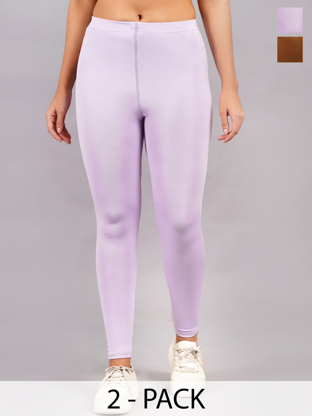 

NEVER LOSE Pack Of 2 High-Rise Ankle-Length Tights, Lavender