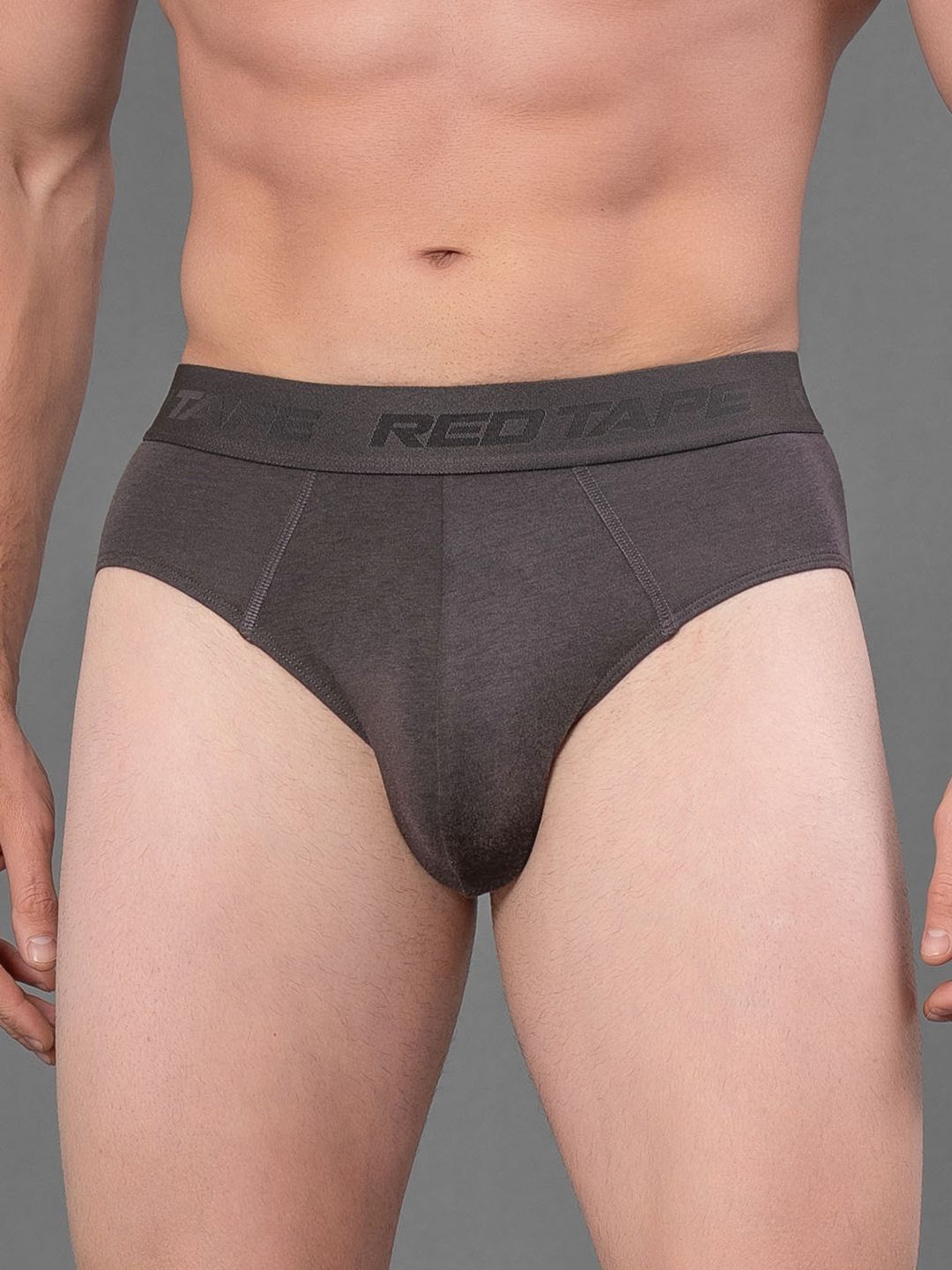 

Red Tape Solid Cotton Modal Spandex V Shape Brief, Grey