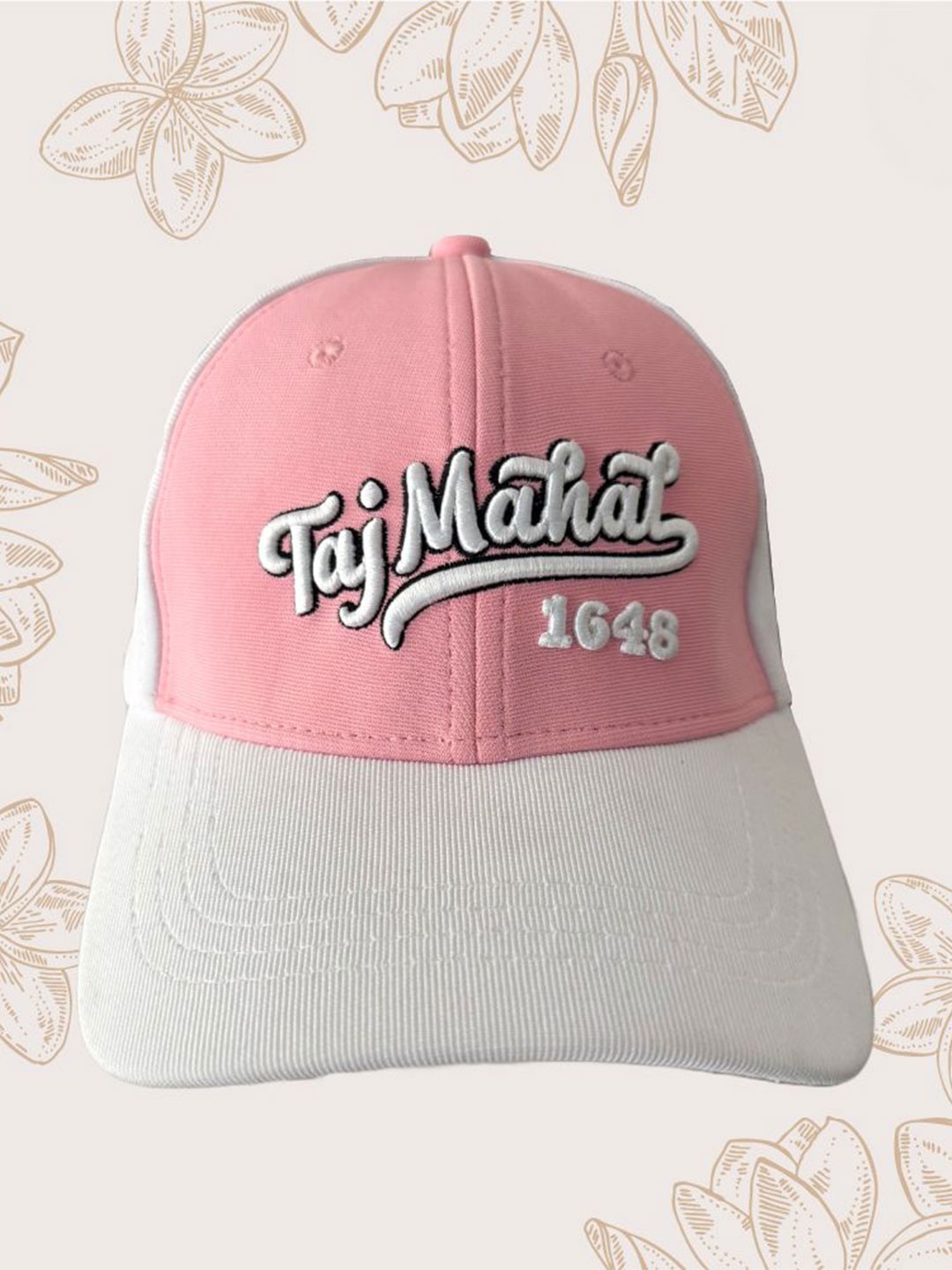 

MAATIR DESIGNS Unisex Taj Mahal 1648 Embroidered Baseball Cap, Pink