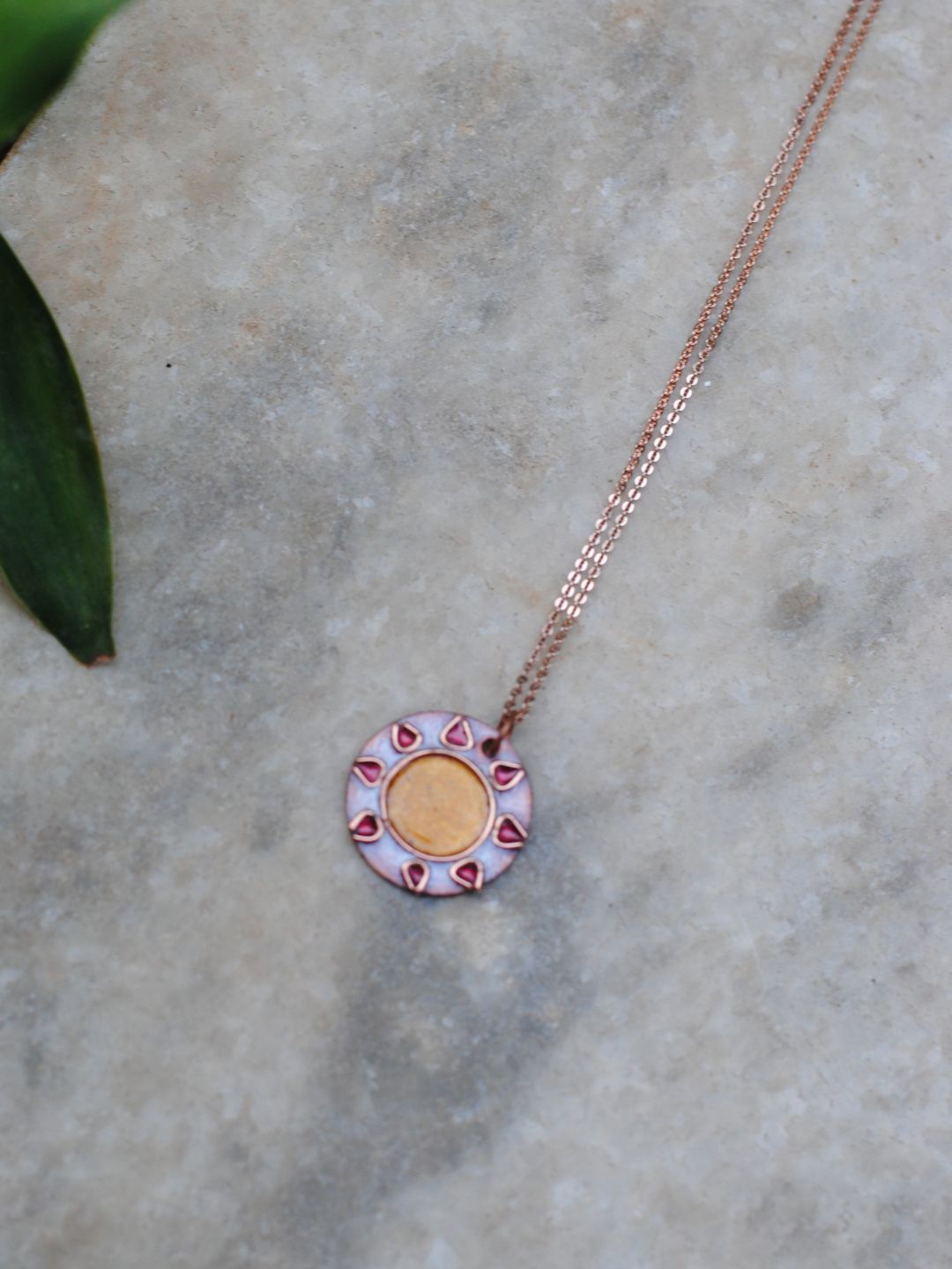 

Ekibeki Circular Pendant With Chain, Copper