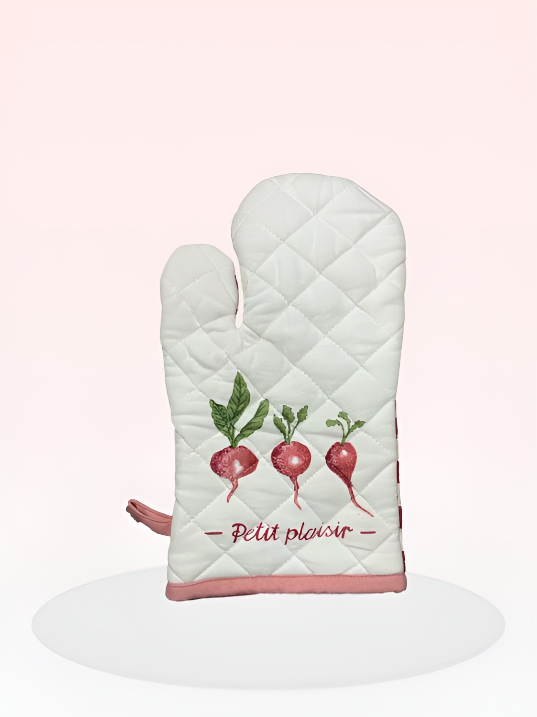 

SAJAVAT White & Pink Printed Pure Cotton Oven Glove