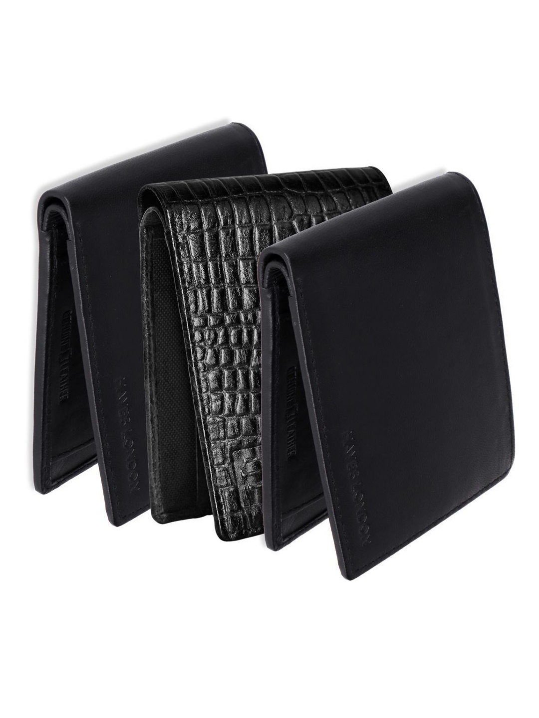 

Hayes London Men Wallets Pack of 3 Genuine Leather with RFID Blocking Combo, Black