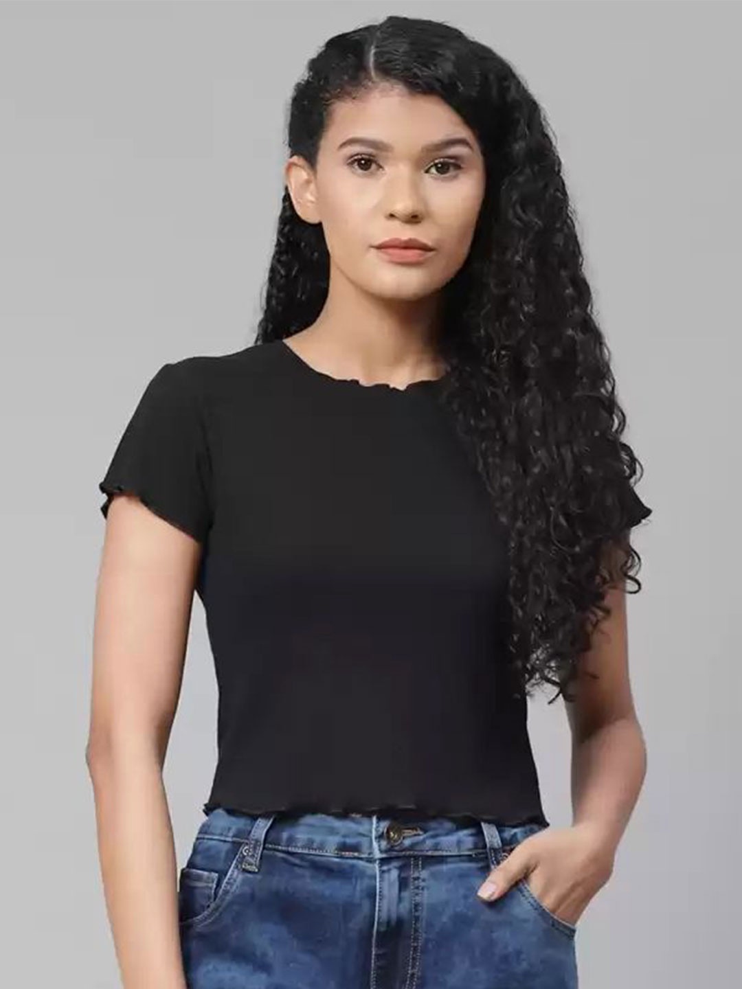 

SHAHVEER CREATION Cotton Crop Top, Black