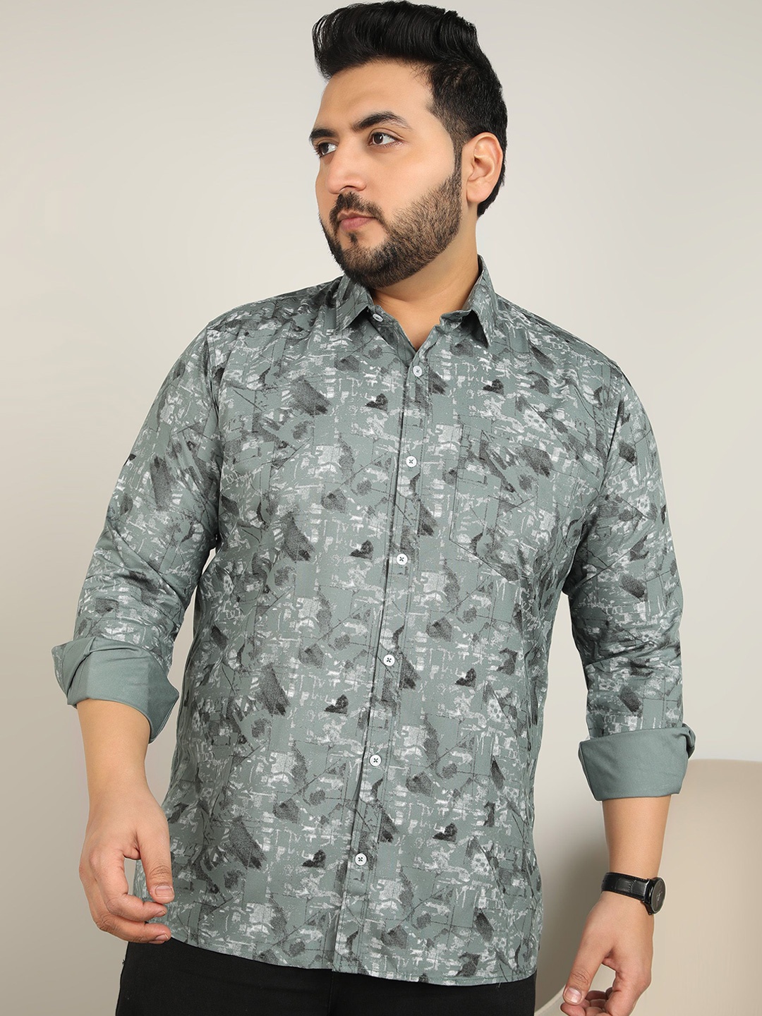 

ADWYN PETER Men Classic Opaque Printed Casual Shirt, Green