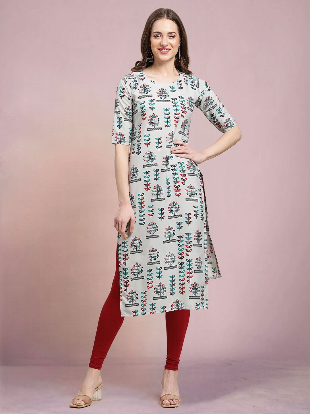 

Moda Rapido Women Printed Straight Kurta, White
