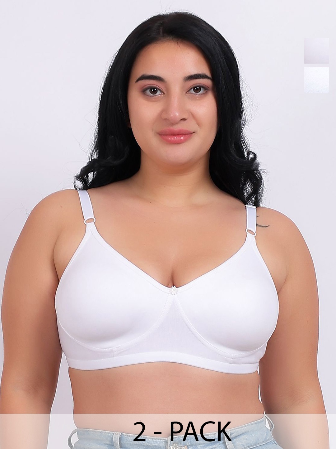 

Fabme Women Pack of 2 Cotton Full Coverage Everyday Bras, White