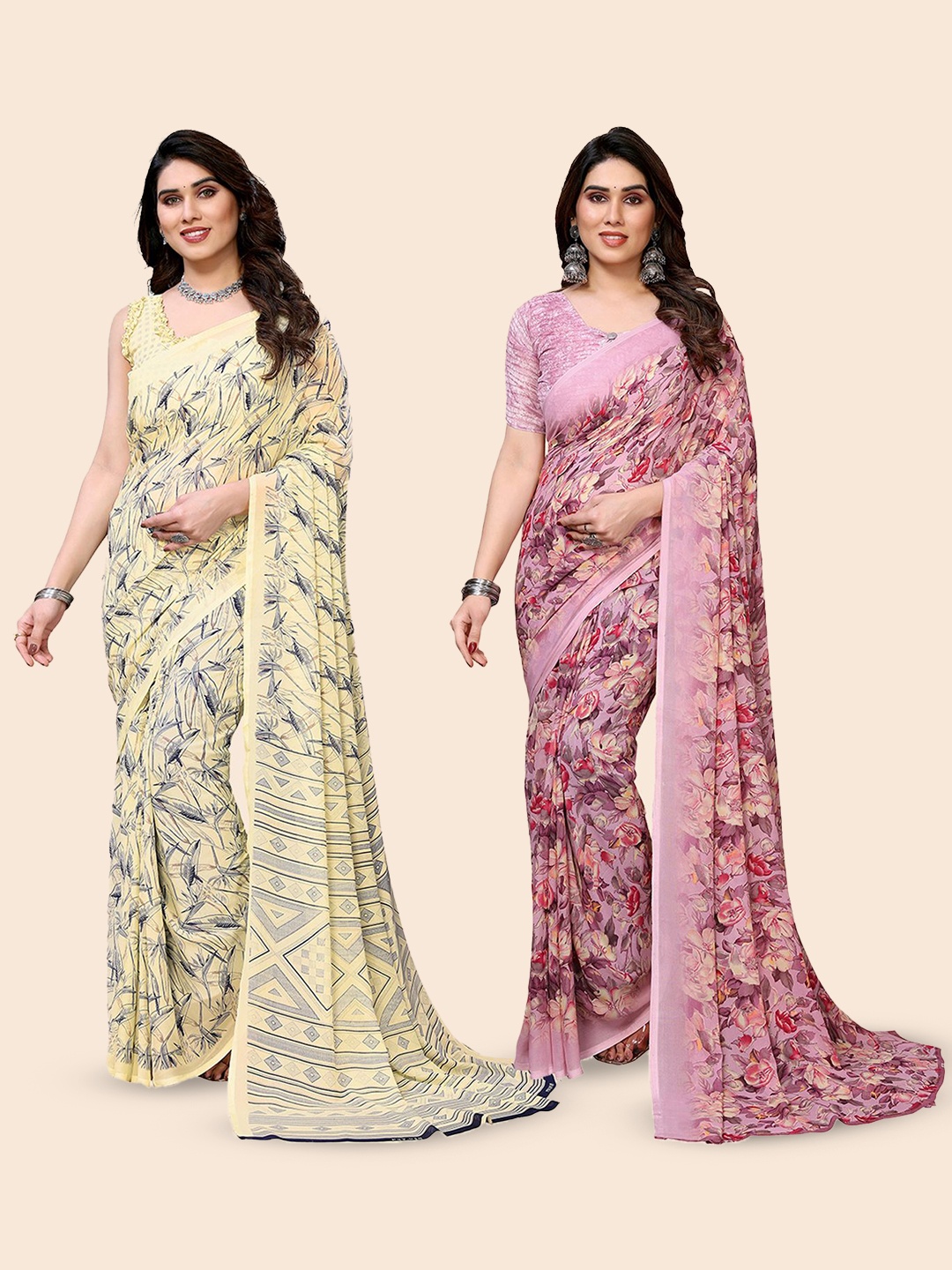 

Moda Rapido Floral Poly Georgette Saree, Yellow