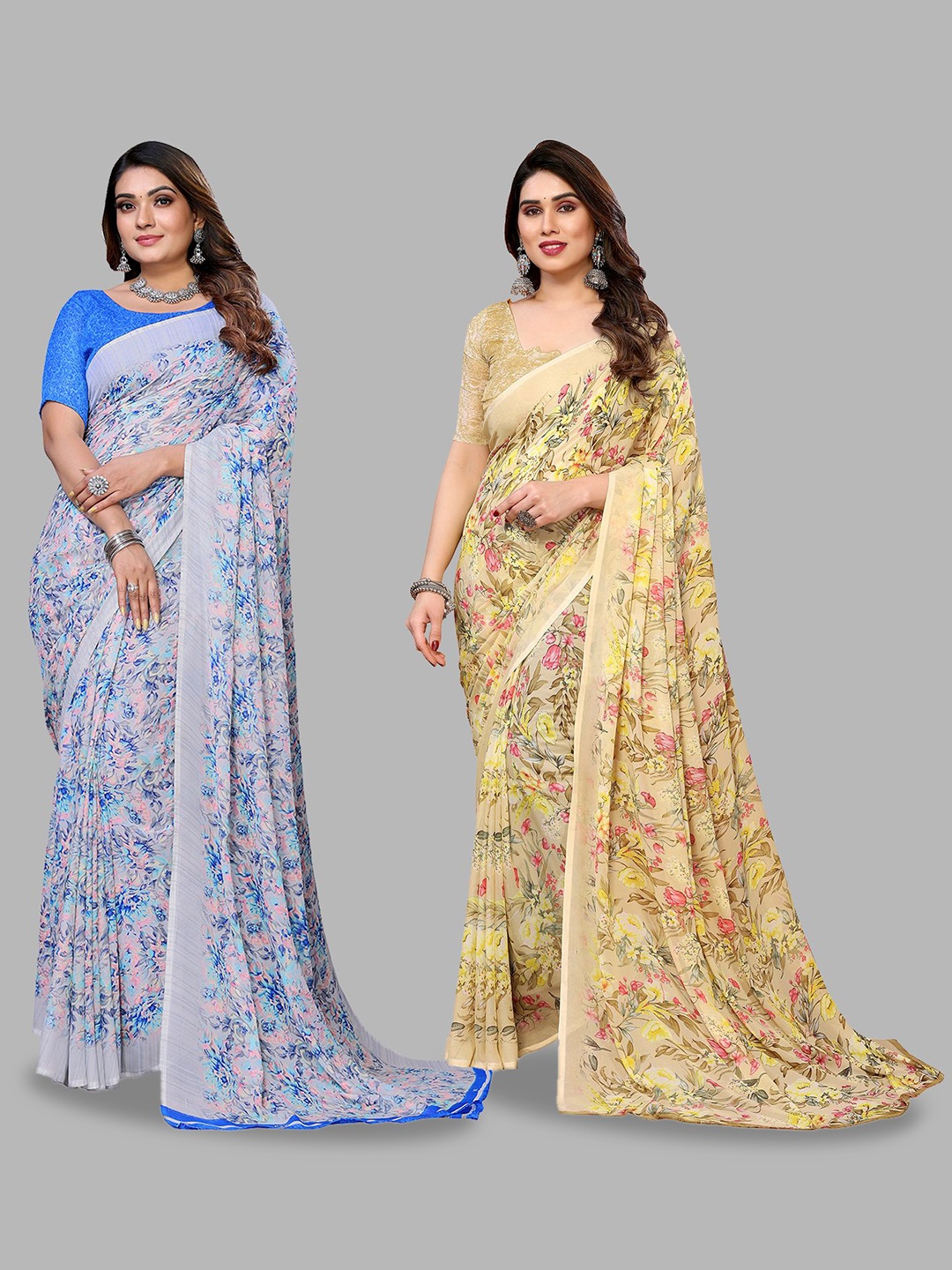 

Moda Rapido Floral Poly Georgette Saree, Yellow