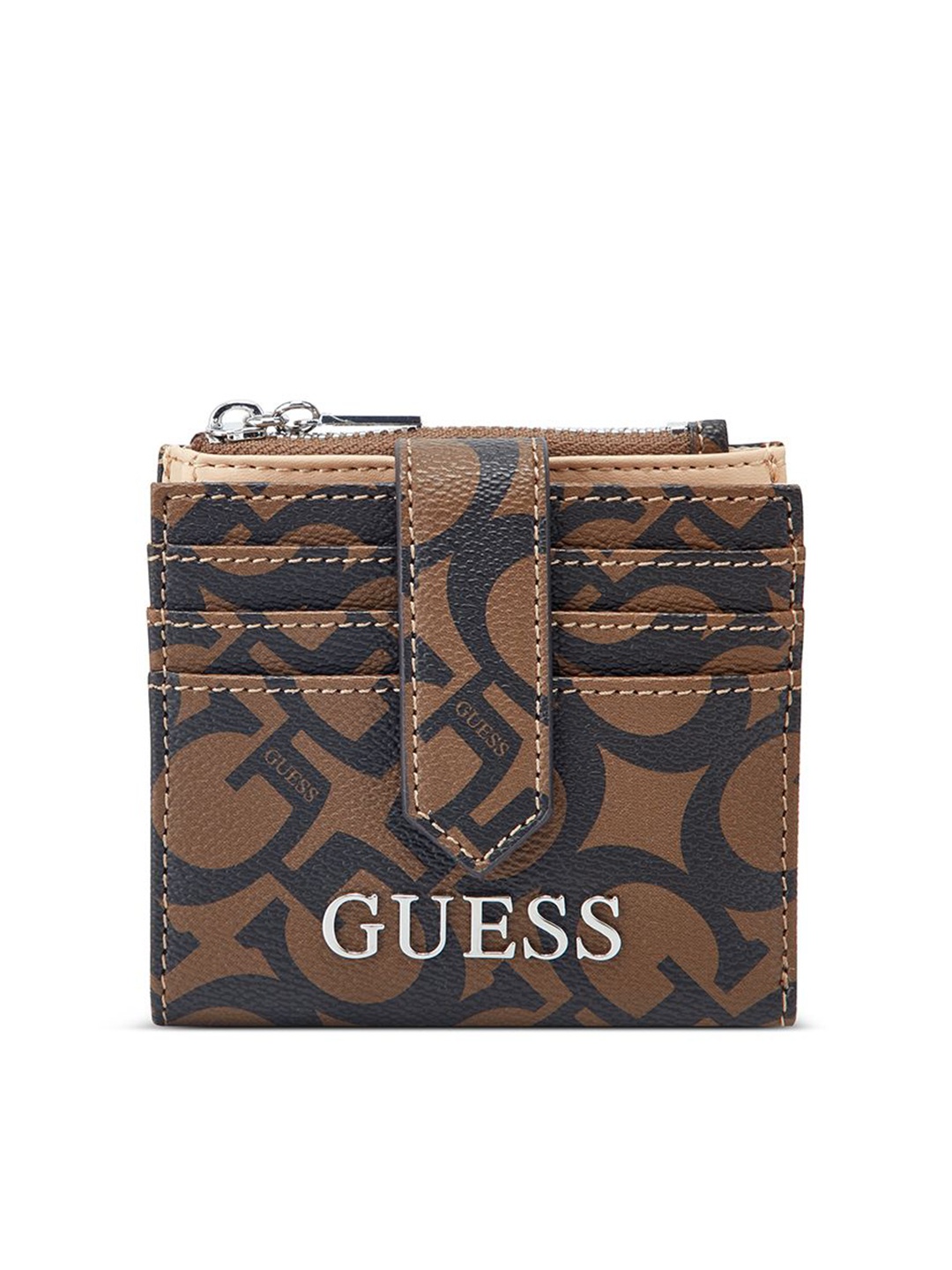 

GUESS Women Printed Card Holder, Brown