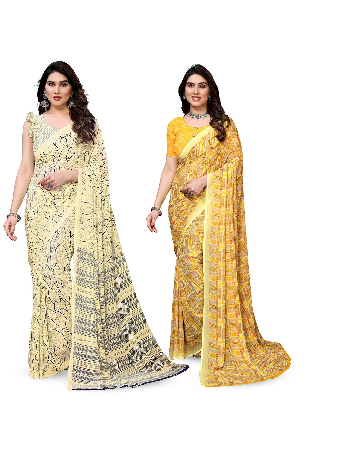 

Moda Rapido Floral Poly Georgette Saree, Yellow