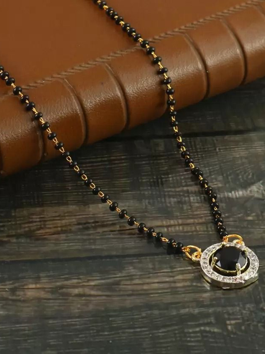 

AKLINA Artificial Stones and Beads Mangalsutra, Gold