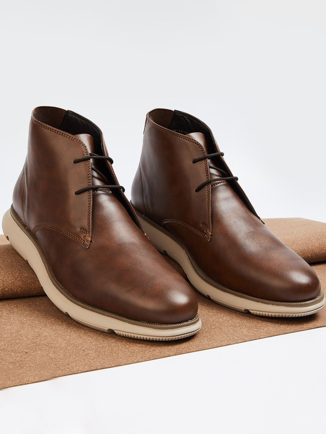 

CODE by Lifestyle Men Round Toe Regular Boots, Tan