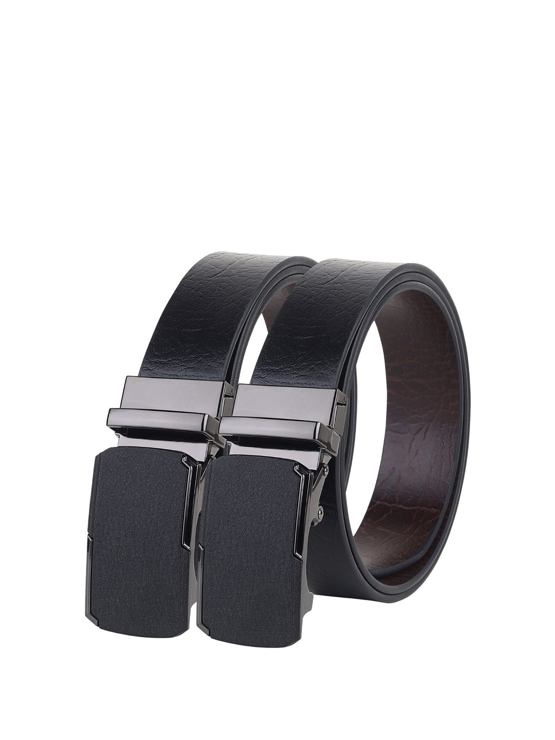 

Hayes London Men Pack of 2 Leather Reversible Formal Belts, Black