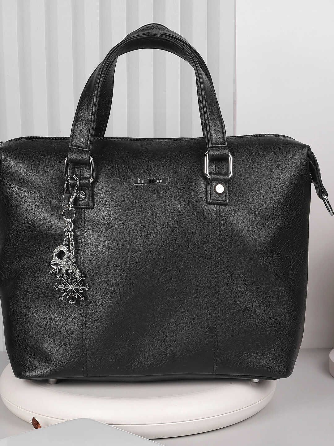 

Metro PU Oversized Structured Satchel, Black