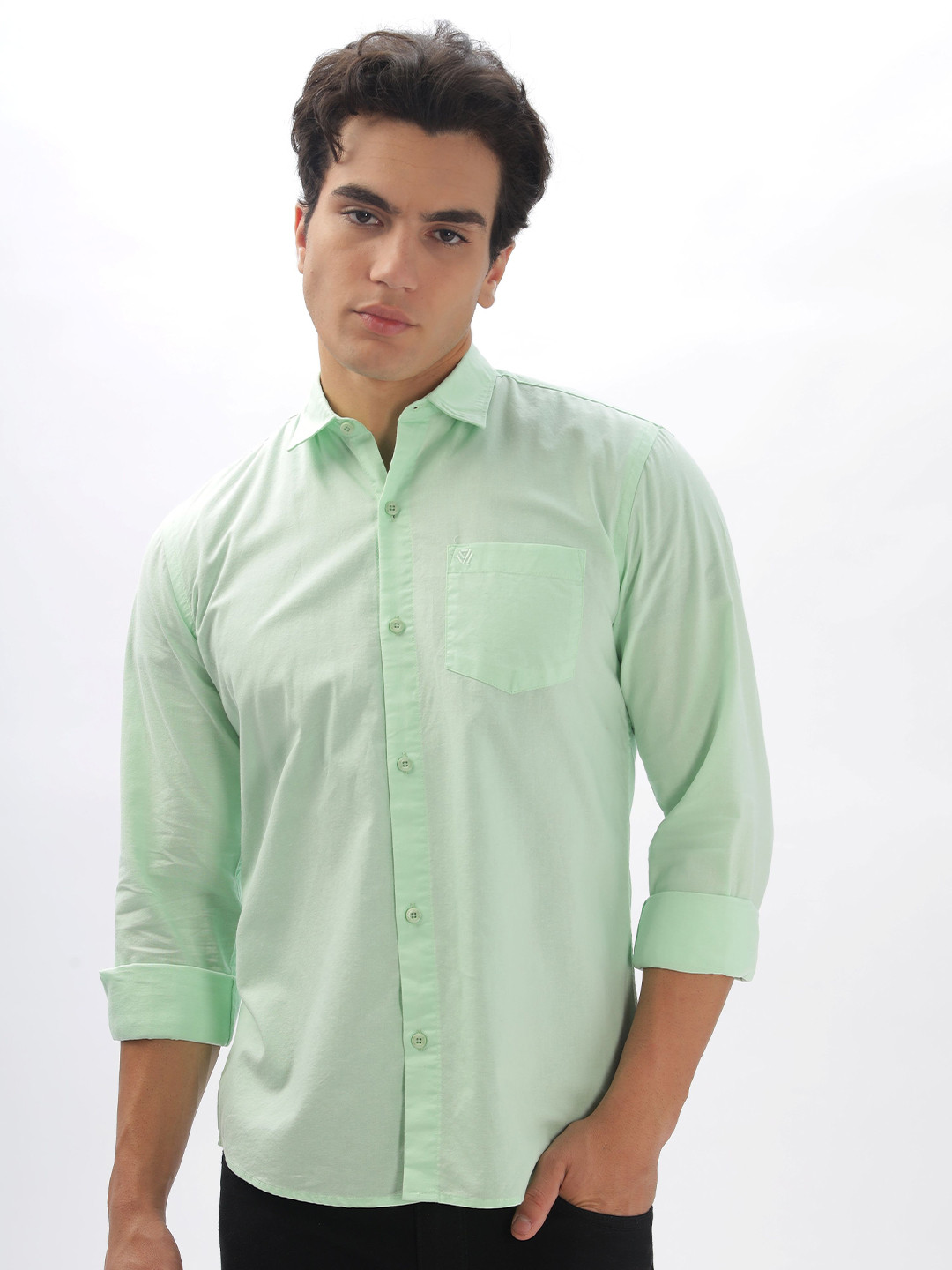 

BS BLUE SQUAD Men Slim Fit Opaque Casual Shirt, Lime green