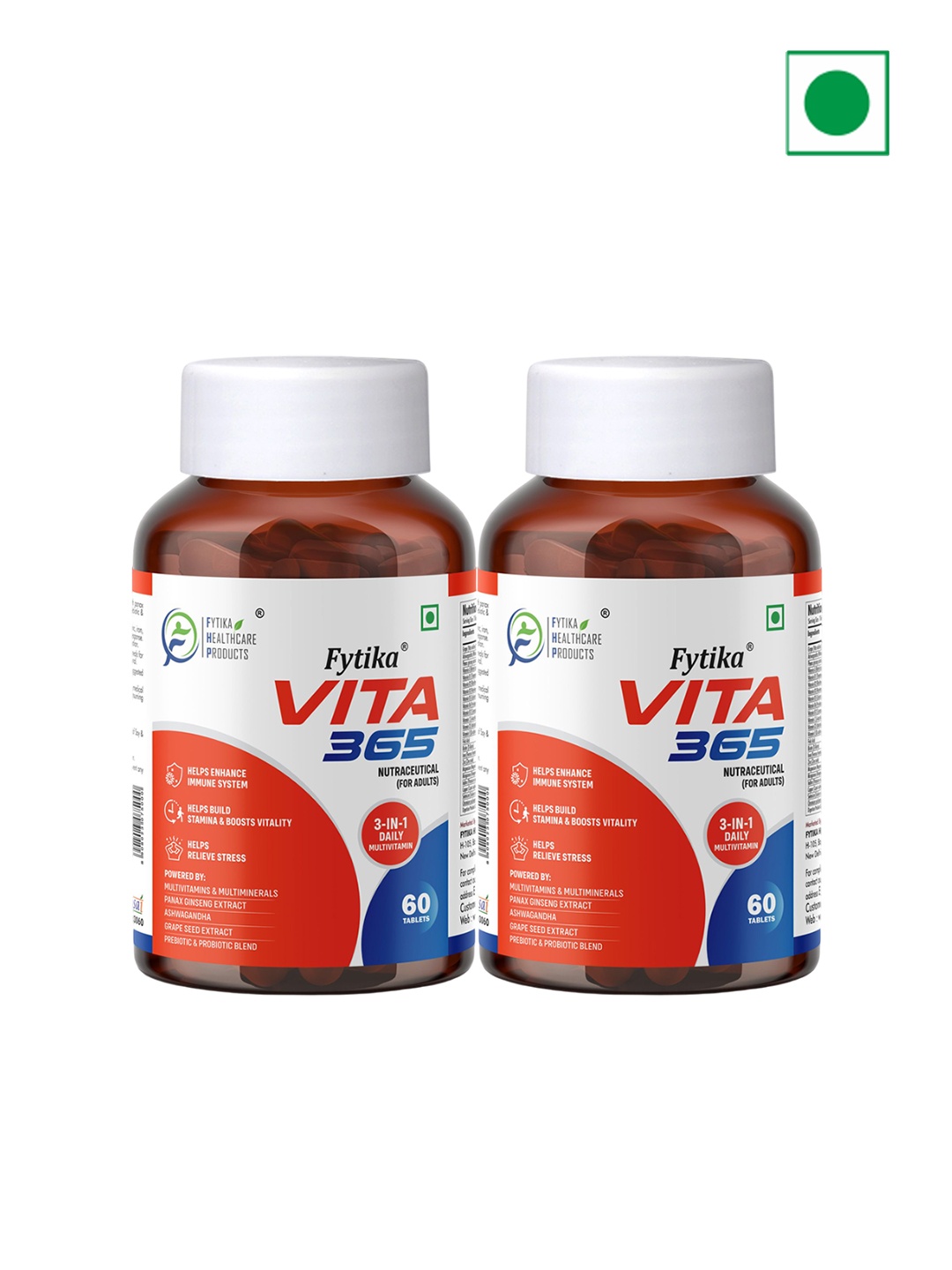 

FYTIKA Set Of 2 Vita 365 3 In 1 Multivitamin- 60 Tablets Each, Red