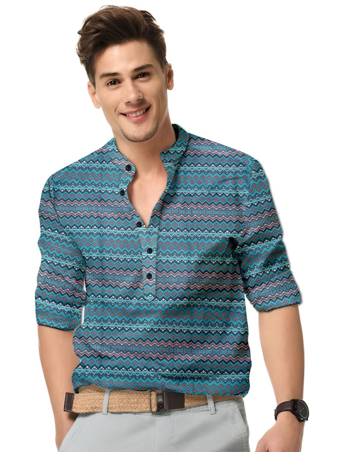 

ISUEL FAB Men Opaque Striped Formal Shirt, Blue