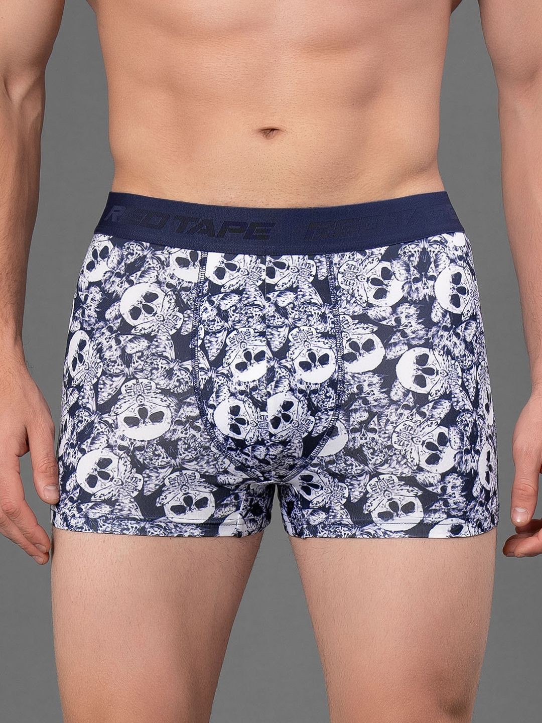

Red Tape Polyester Elastane Printed Trunks, Navy blue
