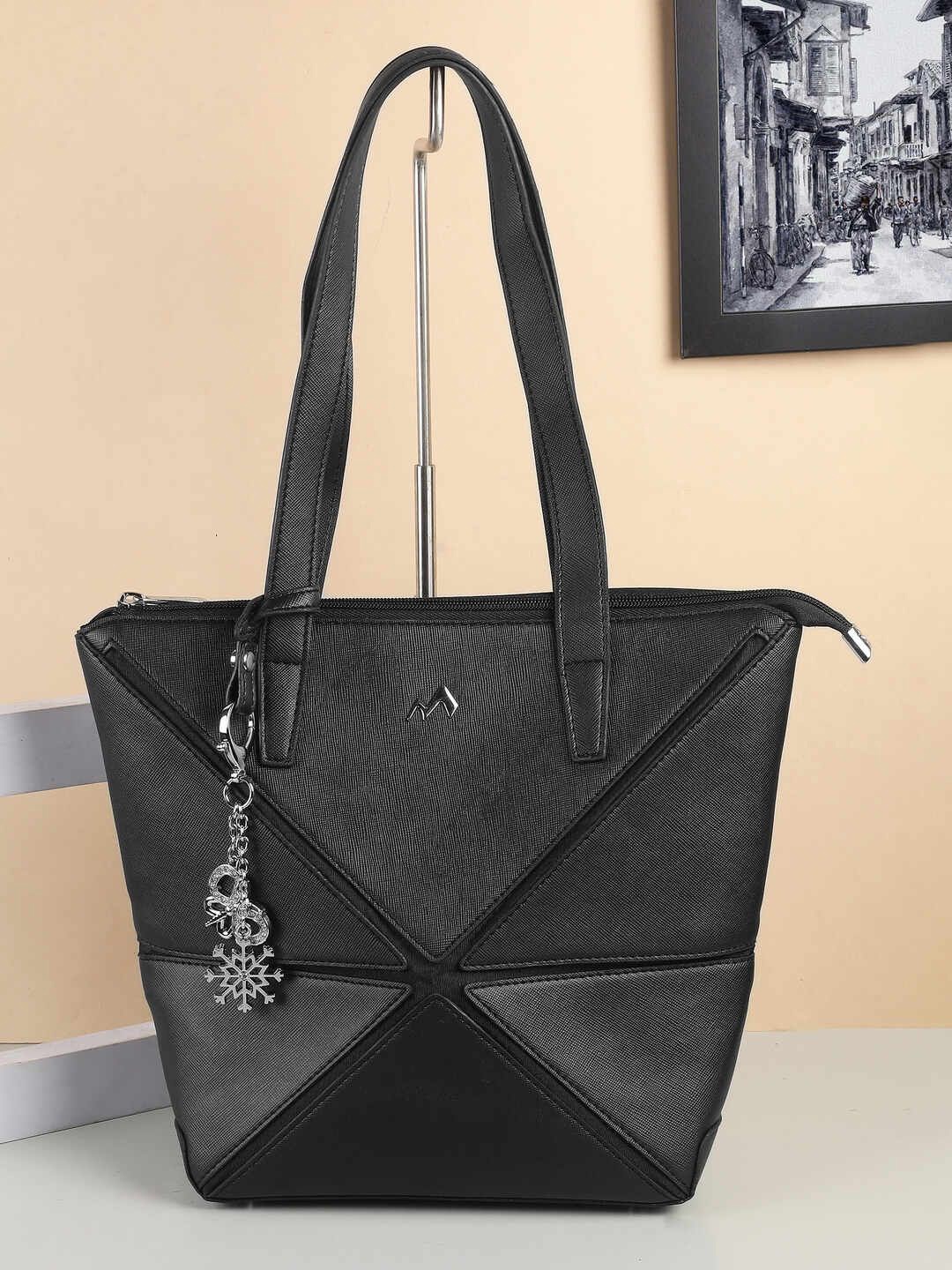 

Metro Colourblocked PU Structured Shoulder Bag, Black