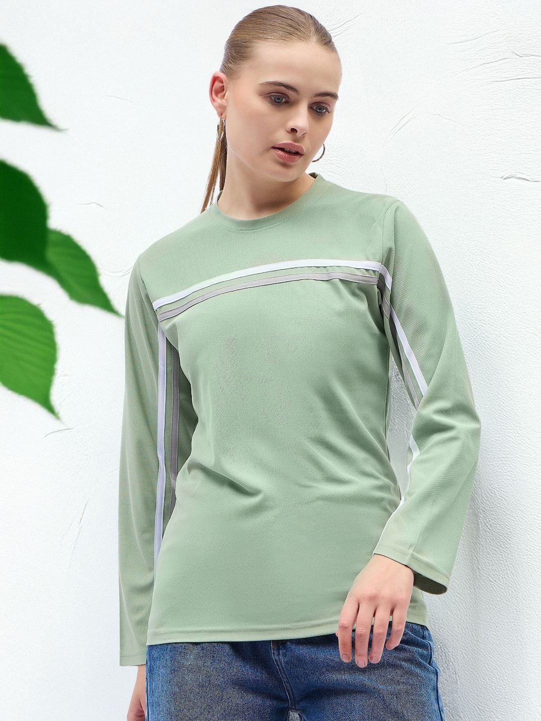 

DressBerry Women Striped Round Neck T-shirt, Sea green