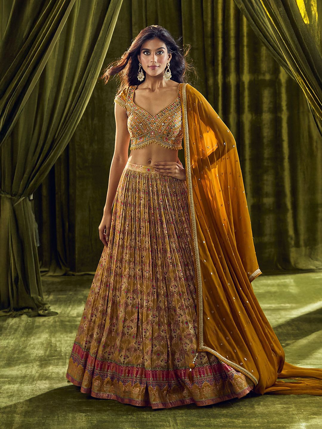 

Alaya Advani Embroidered Sequinned Ready to Wear Lehenga & Blouse With Dupatta, Yellow