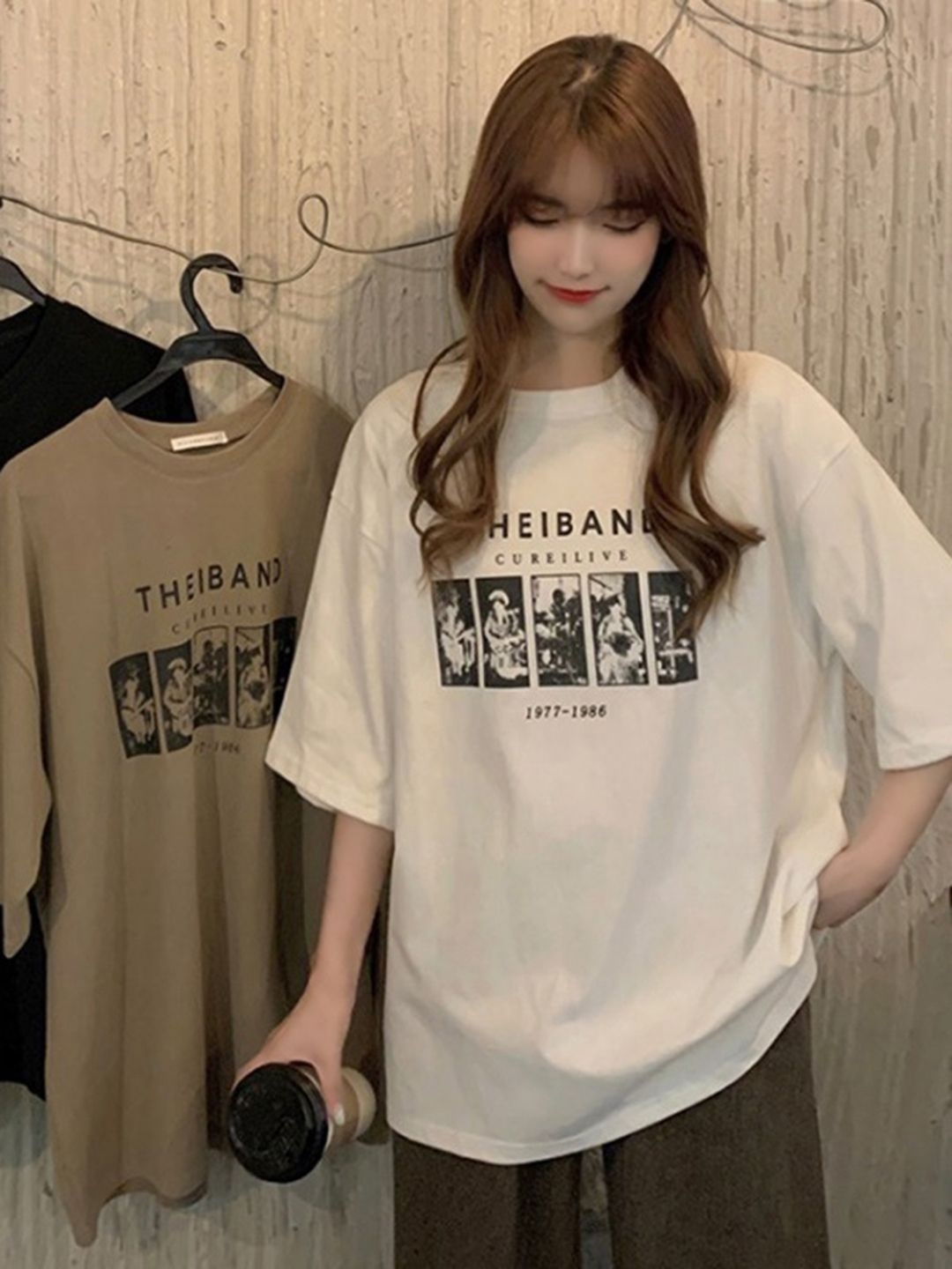 

DressBerry Women Graphic Printed Oversized T-shirt, Beige