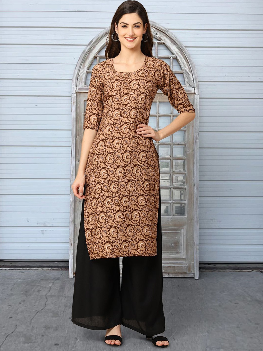 

Moda Rapido Printed Straight Kurta, Brown