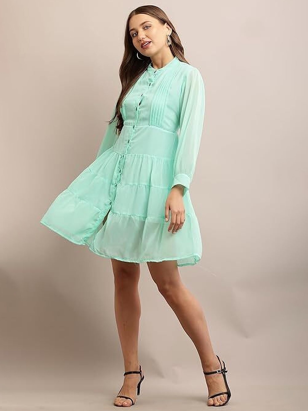 

Jitisha Georgette A-Line Dress, Green