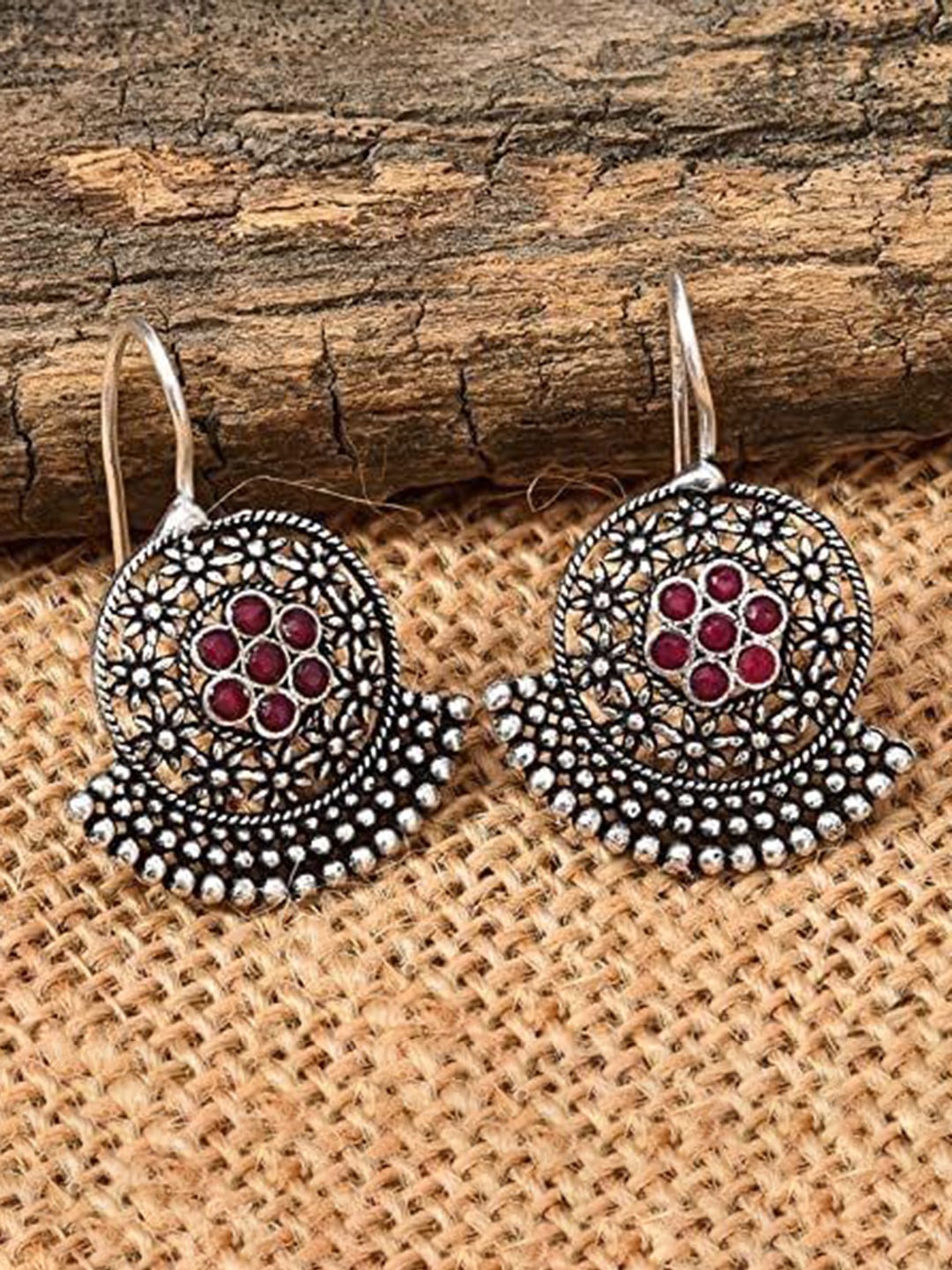 

Kezlin Silver-Plated Contemporary Shaped Oxidized Drop Earrings