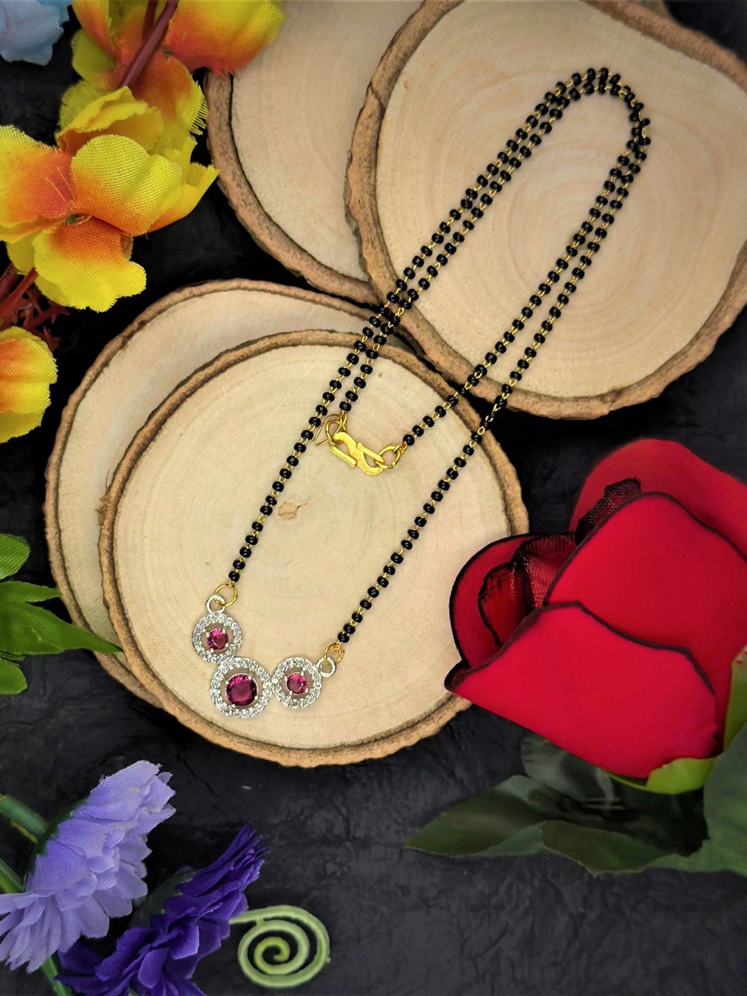 

AKLINA Artificial Stones and Beads Mangalsutra, Gold