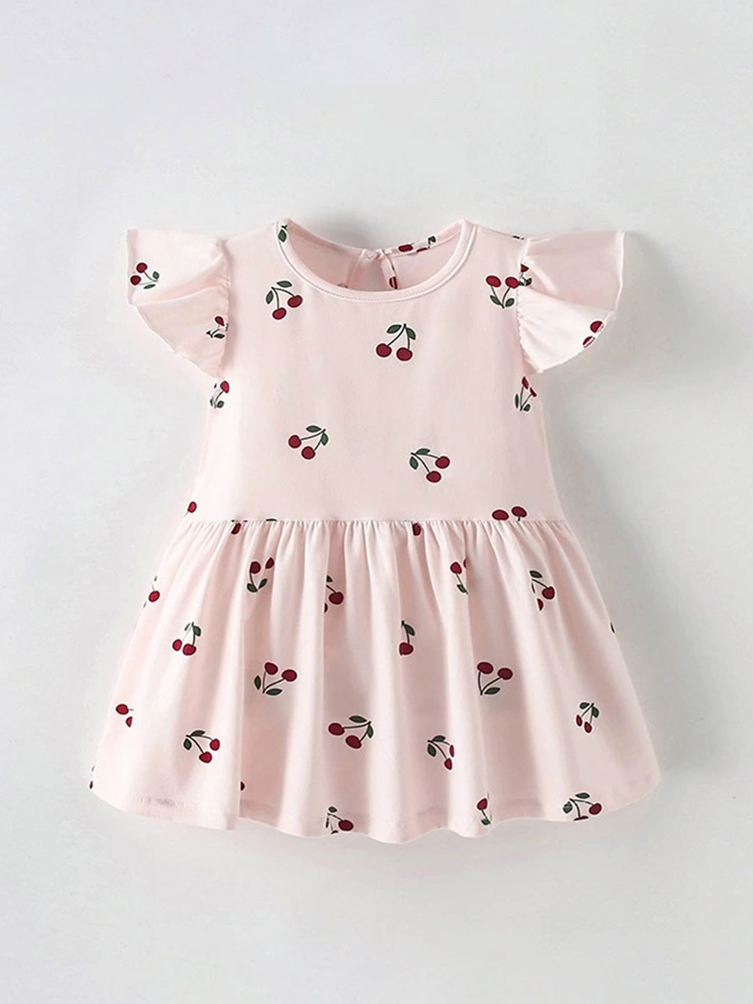 

LULU & SKY Print Flutter Sleeve Fit & Flare Dress, Pink