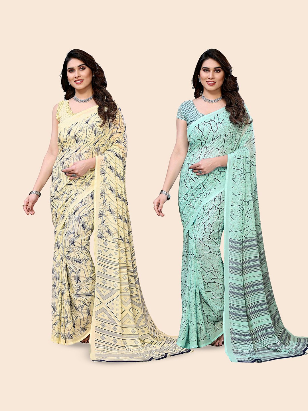 

Moda Rapido Floral Poly Georgette Saree, Green