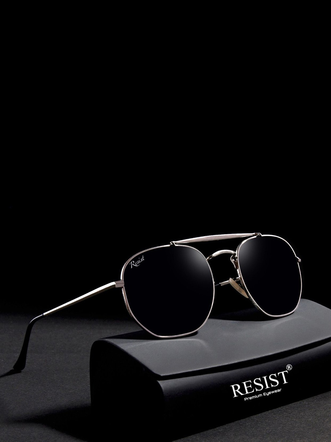 

RESIST EYEWEAR Unisex Aviator Sunglasses with UV Protected Lens STARDOM SILVER BLACK