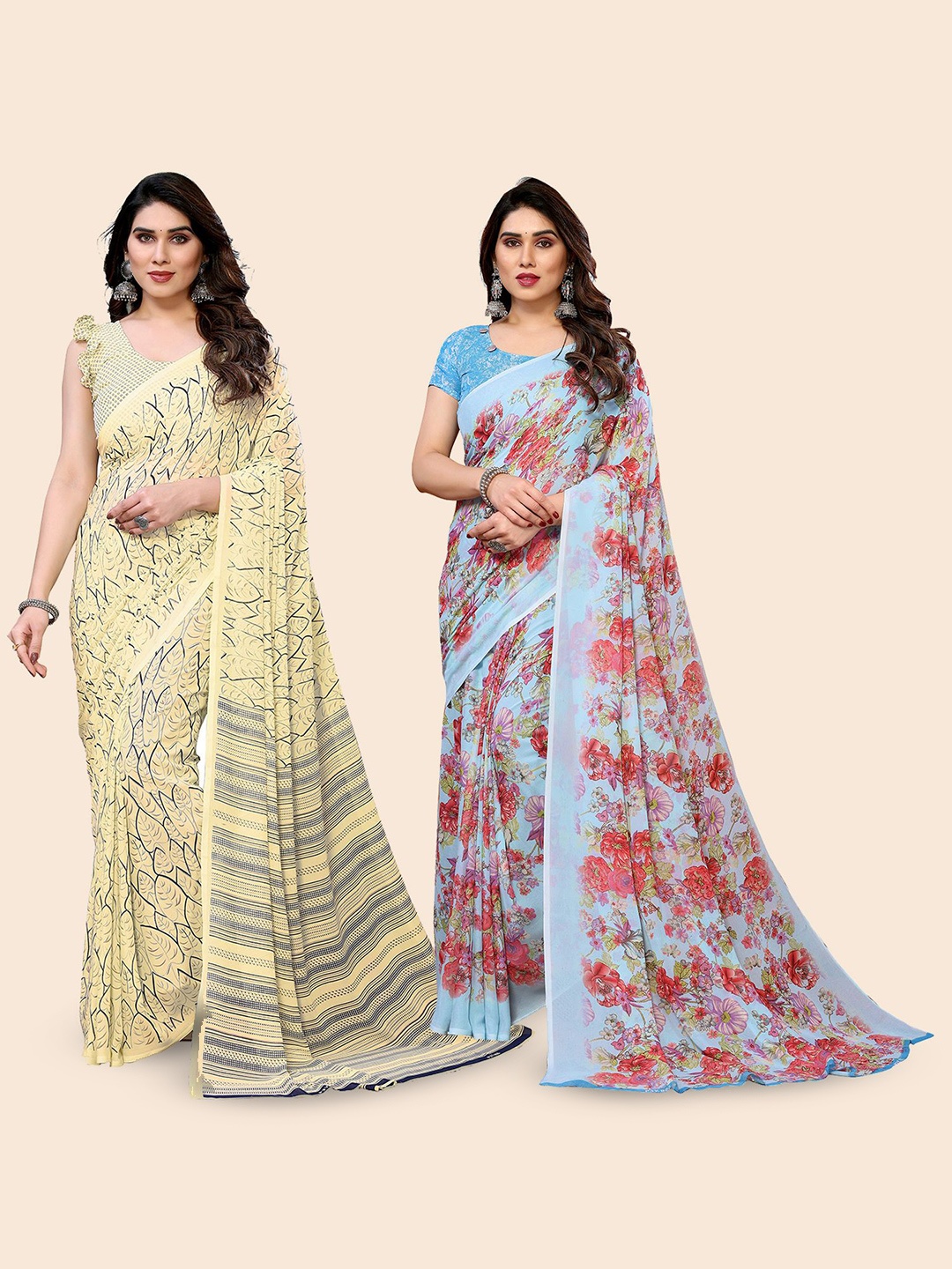 

Moda Rapido Floral Poly Georgette Saree, Yellow