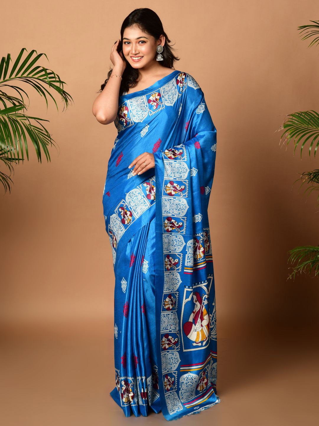 

Laa Calcutta Ethnic Motifs Pure Silk Saree, Blue