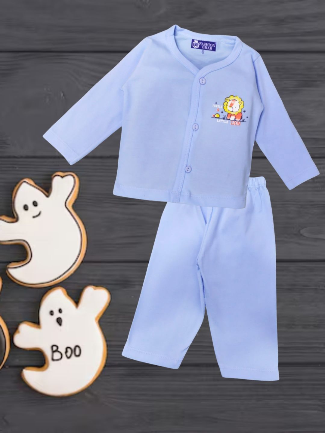 

FASHION GRAB Infant Kids Printed Pure Cotton Shirt With Trouser, Blue