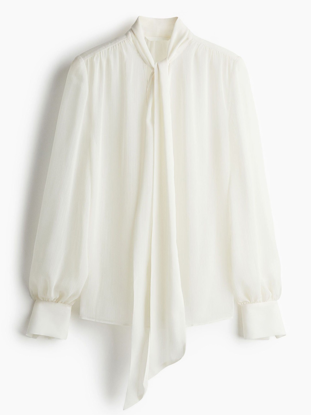 

H&M Tie-Neck Chiffon Blouse, White