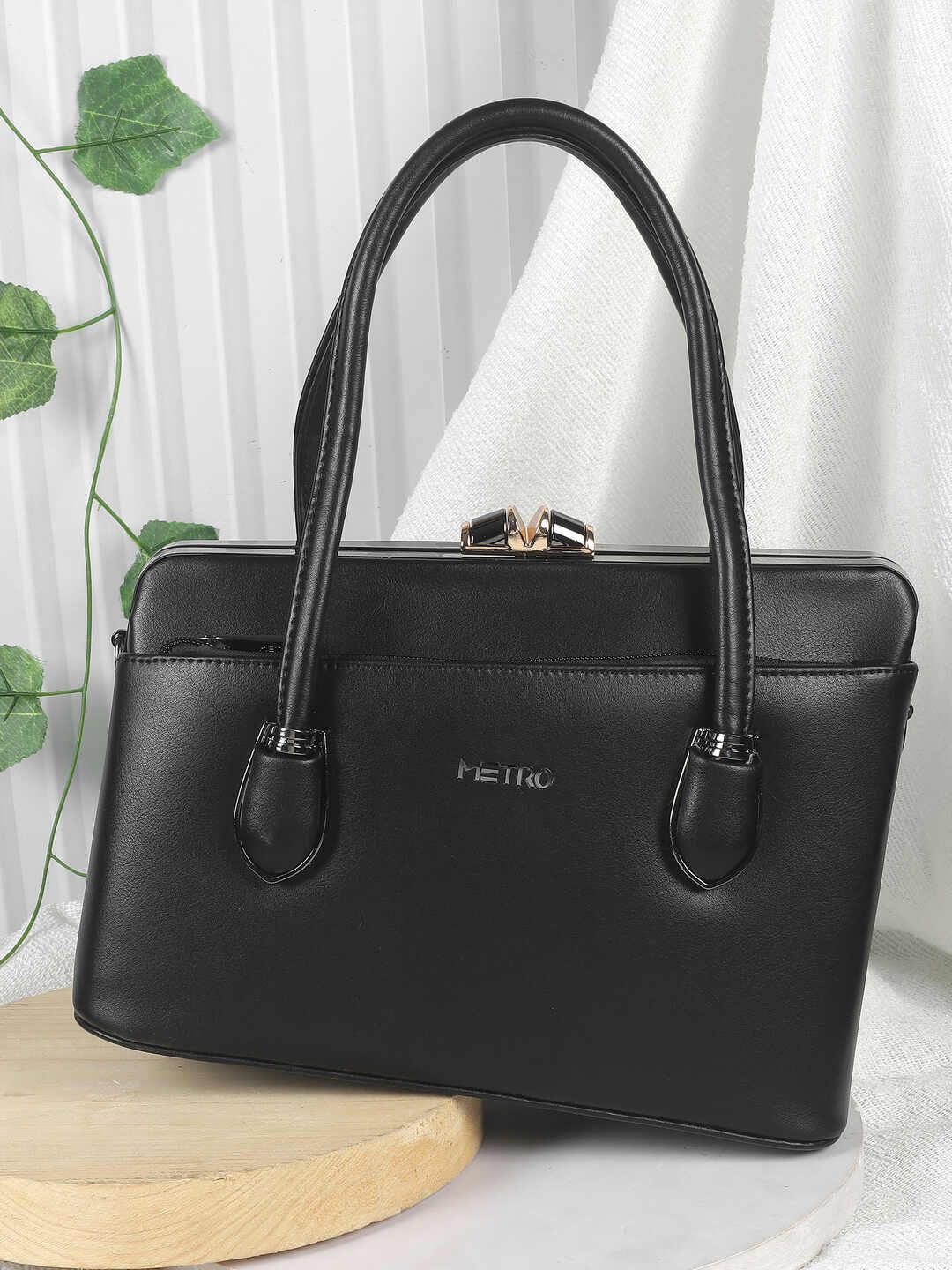 

Metro PU Structured Satchel with Tasselled, Black
