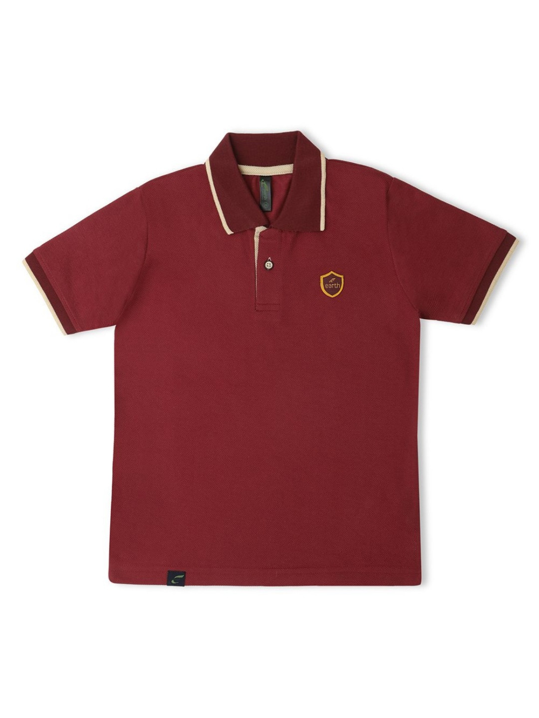 

earth conscious Boys Polo Collar Pure Cotton Applique T-shirt, Maroon